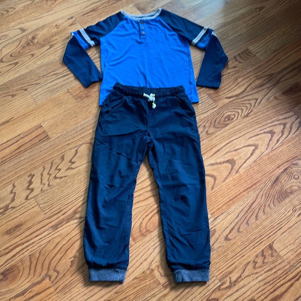 Boys Lined Pant and Shirt Outfit Size 7/8 Blue